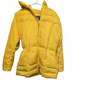 Tempco Yellow Down Puffer Jacket Size 14 Runs Small Hooded